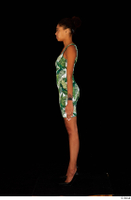  Luna Corazon dressed green patterned dress standing whole body 0003.jpg